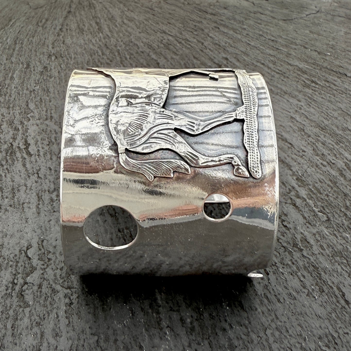 Vintage Engraved Horse Cuff Bracelet