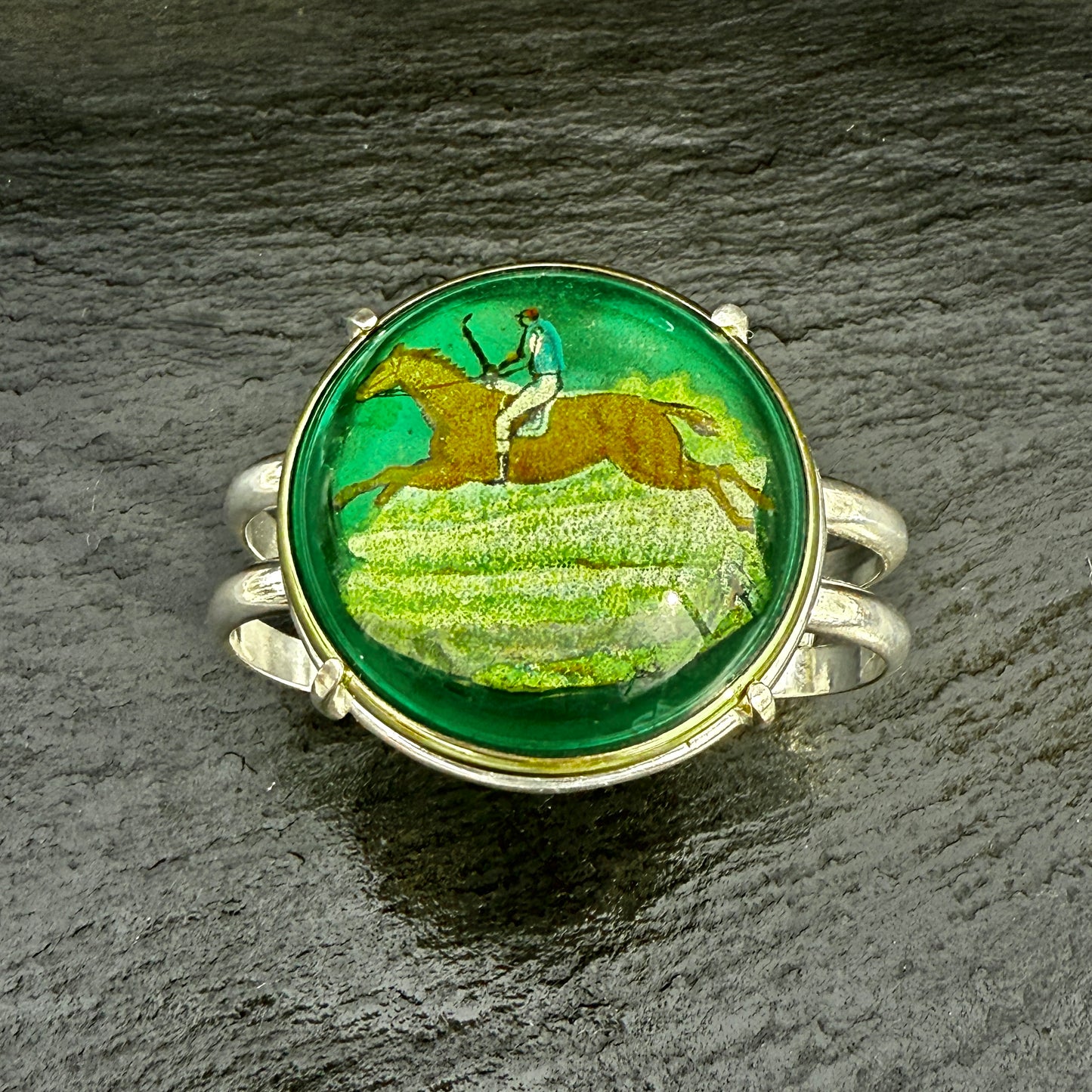 Emerald Rosette Cuff Bracelet