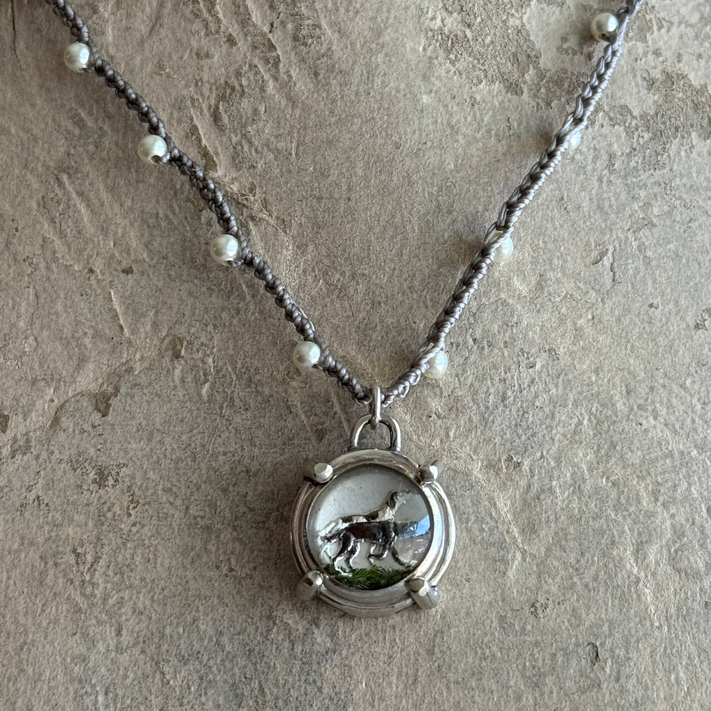 Little Lovely Crystal Hunting Dogs Necklace