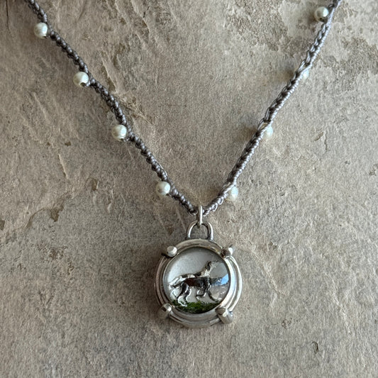 Little Lovely Crystal Hunting Dogs Necklace