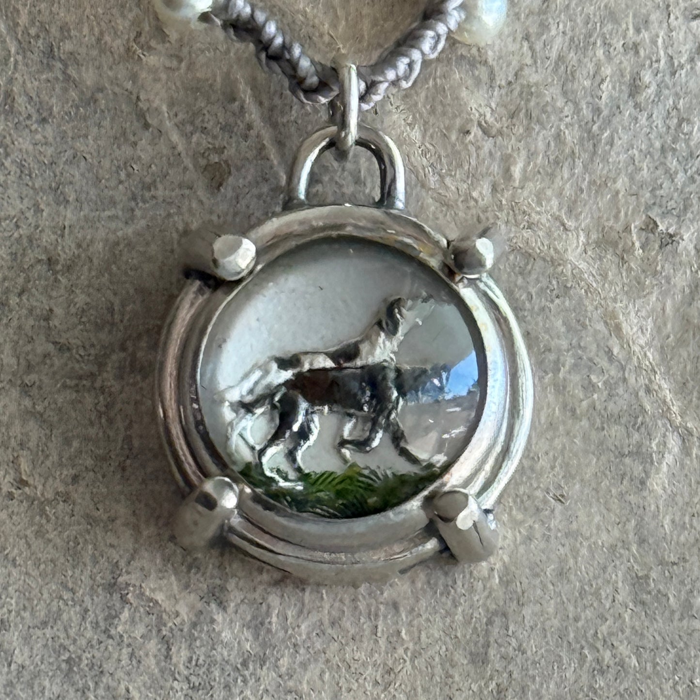 Little Lovely Crystal Hunting Dogs Necklace