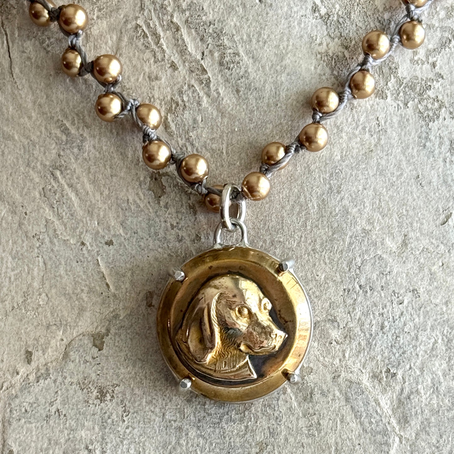 Retriever Dog Button Necklace