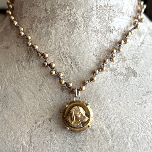 Retriever Dog Button Necklace