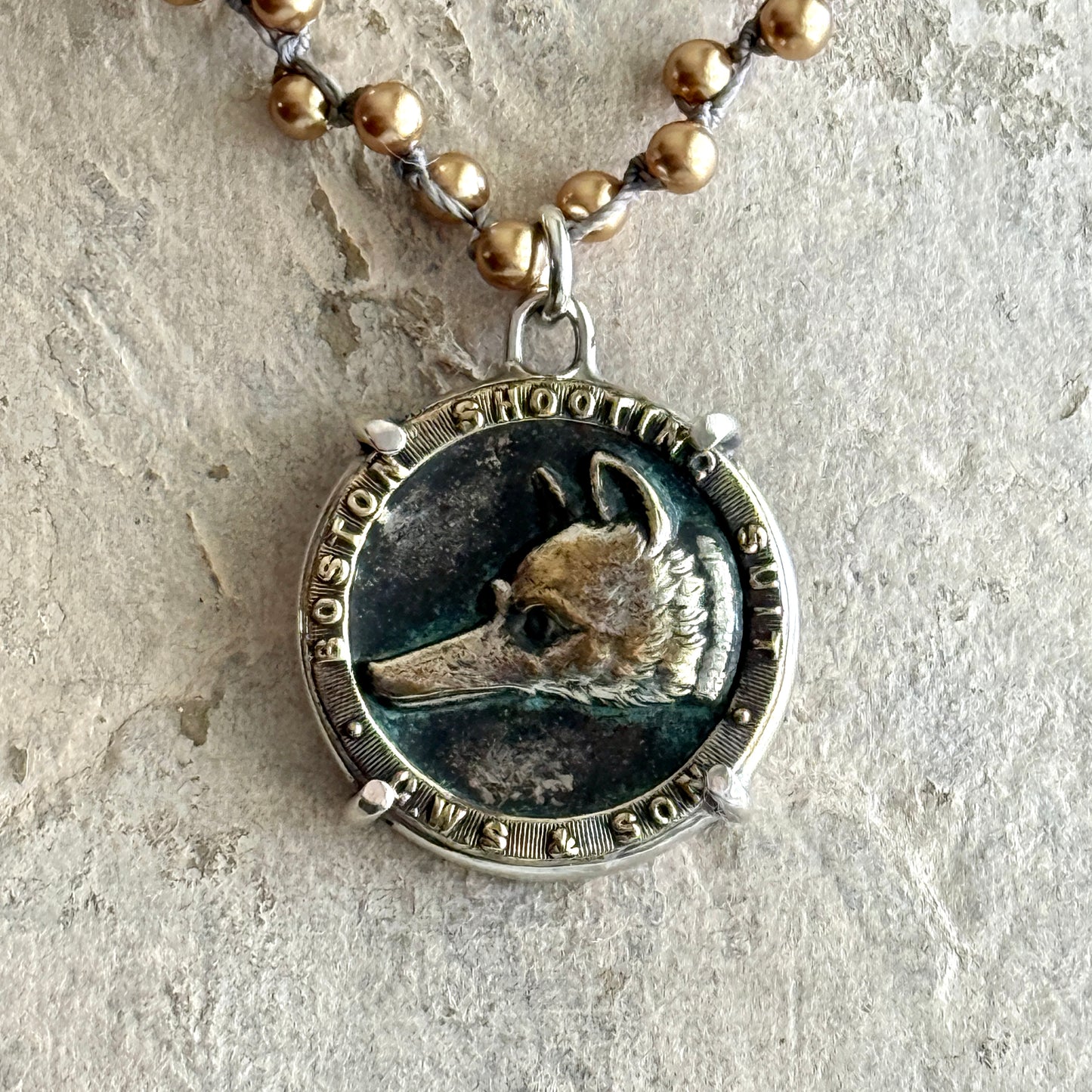 Boston Shooting Suit Fox Mask Button Necklace