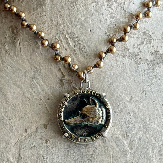 Boston Shooting Suit Fox Mask Button Necklace