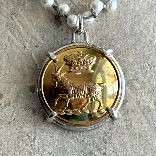Goat & Crown Livery Button Necklace
