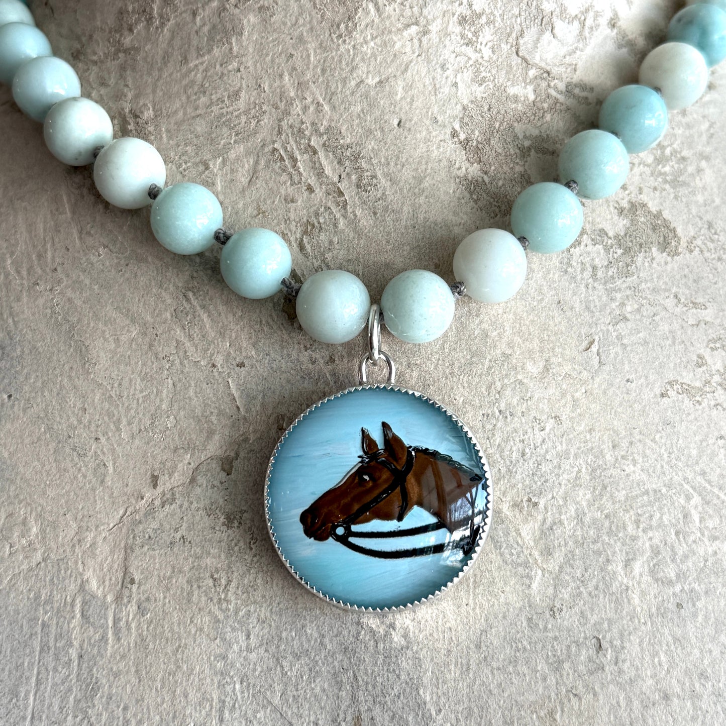 Large Crystal Horse Head Intaglio Necklace