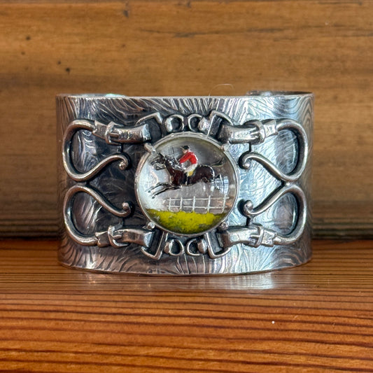 Sterling Intaglio Jumping Horse Cuff Bracelet