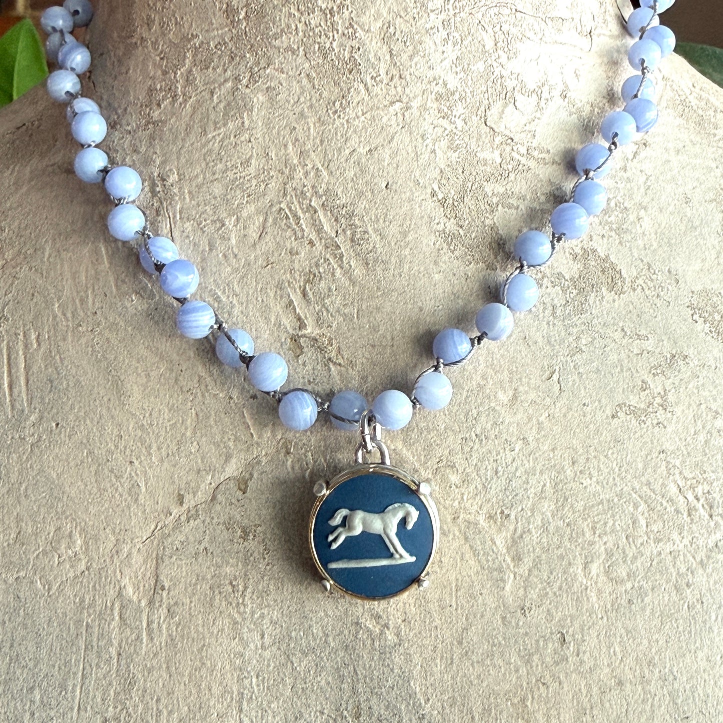 Jasperware Jumper on Pearls Necklace