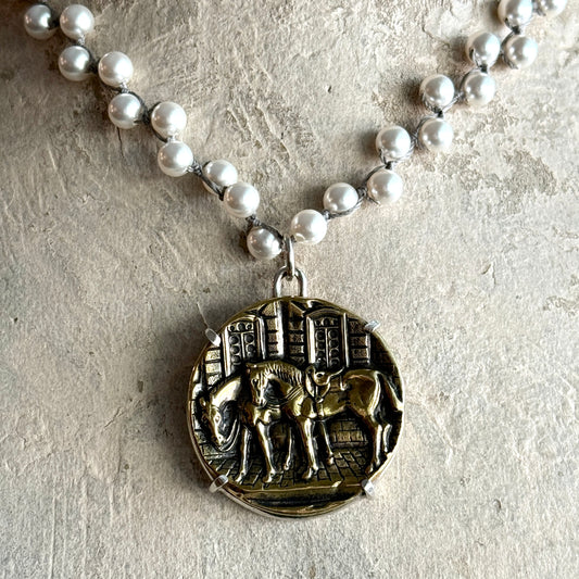 Vintage "All Saddled Up" Button Necklace