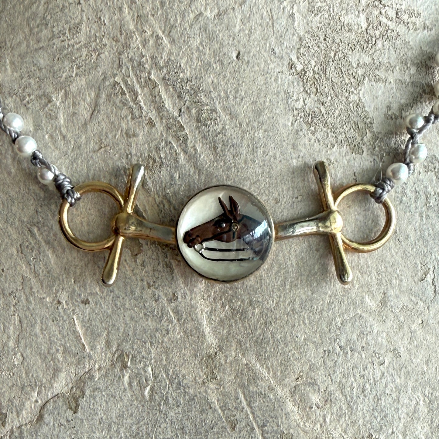 Snaffle Bit and Crystal Horse Head Necklace