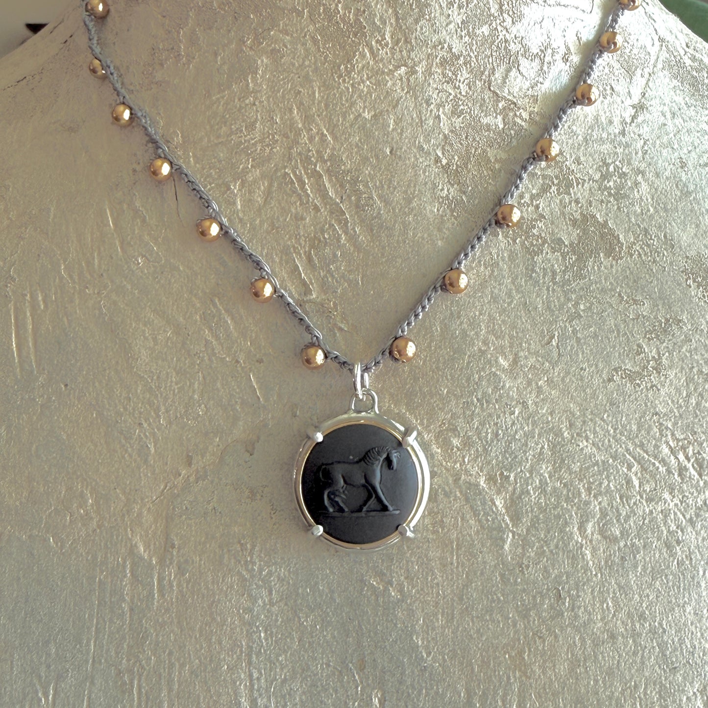Jasperware Jumper on Pearls Necklace