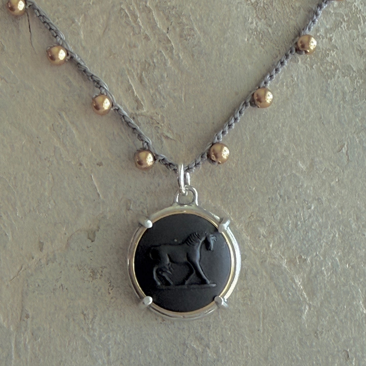 Jasperware Jumper on Pearls Necklace