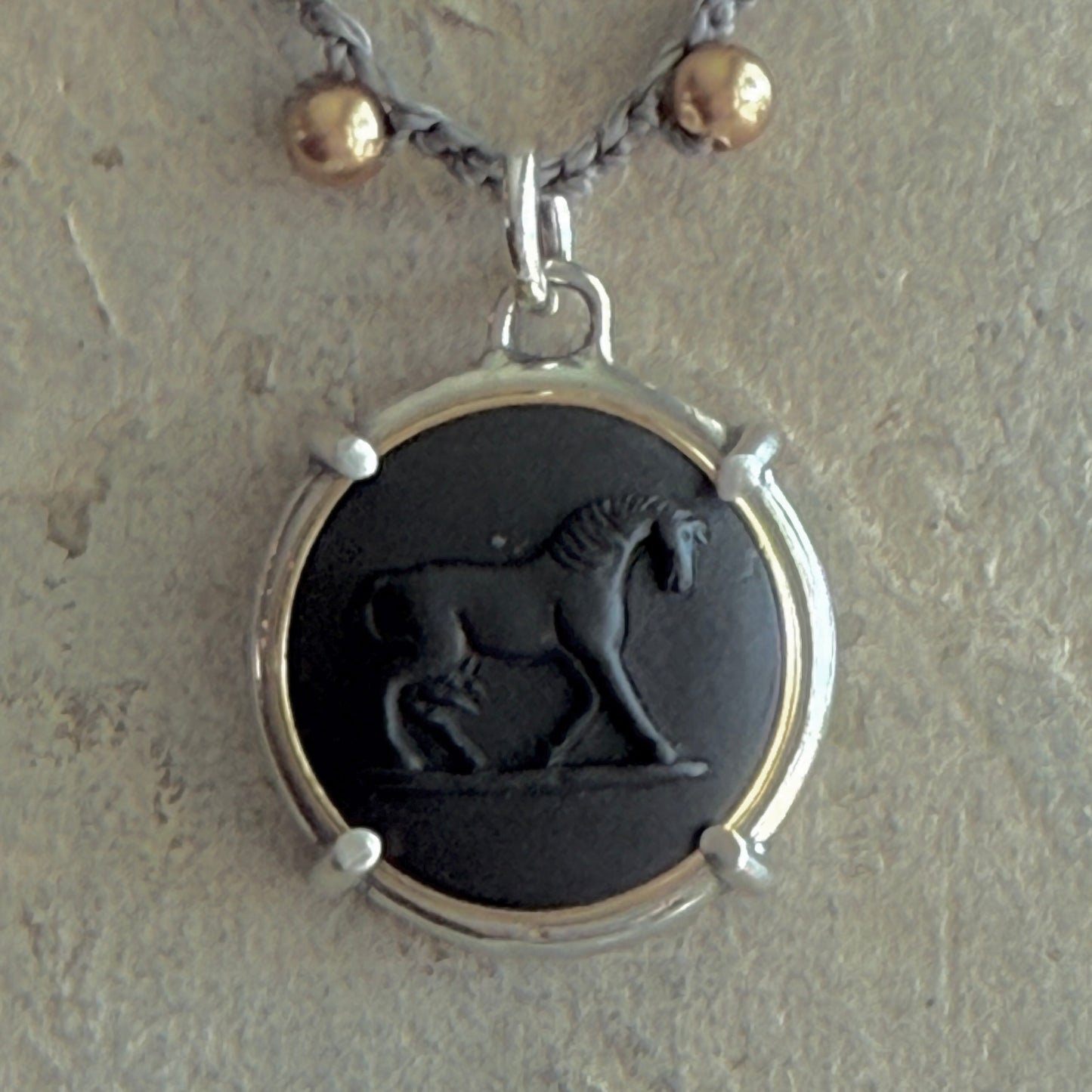 Jasperware Jumper on Pearls Necklace