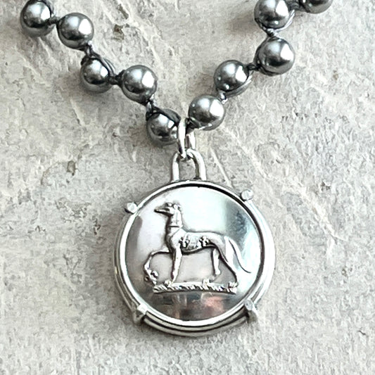 Greyhound Livery Button Necklace