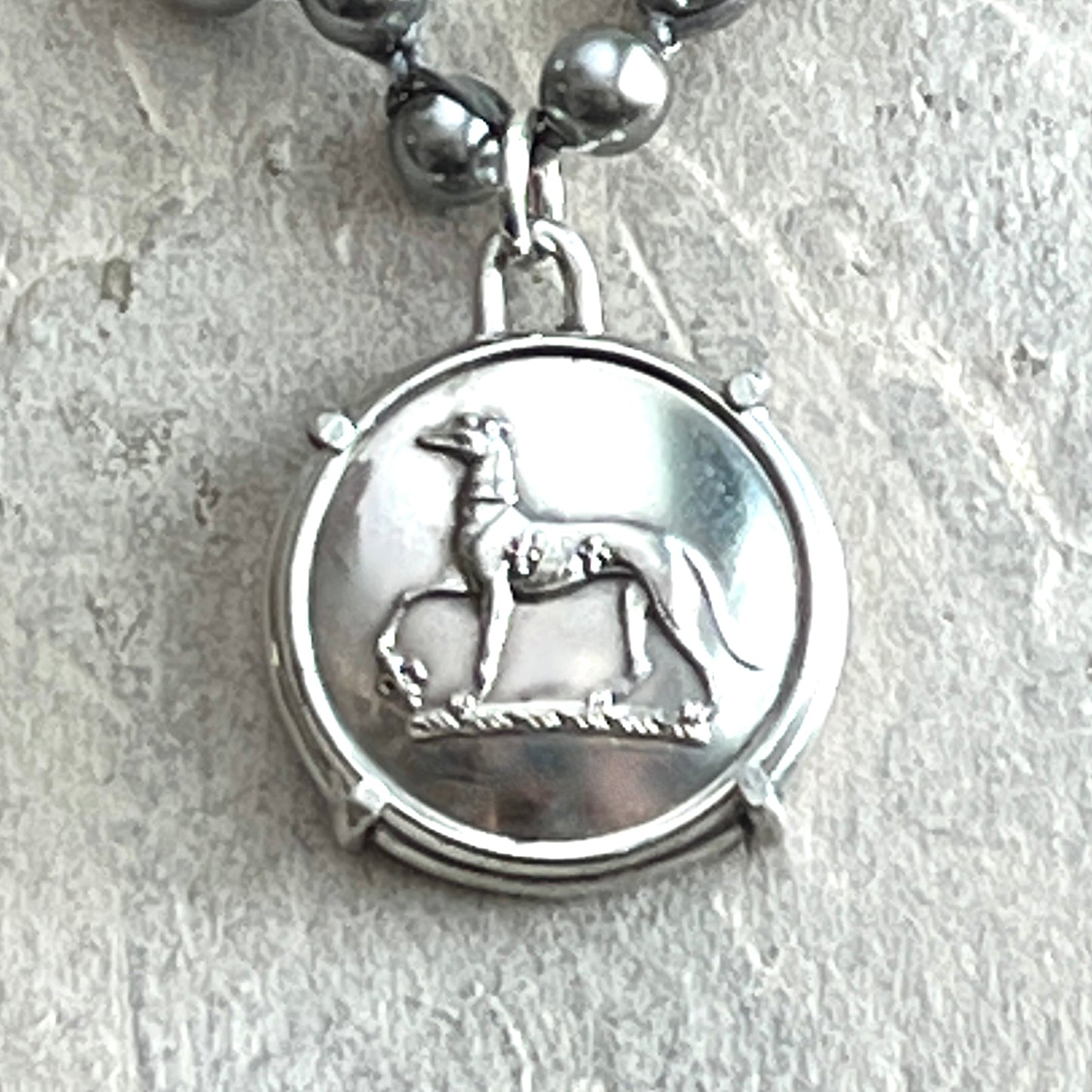 Greyhound Livery Button Necklace