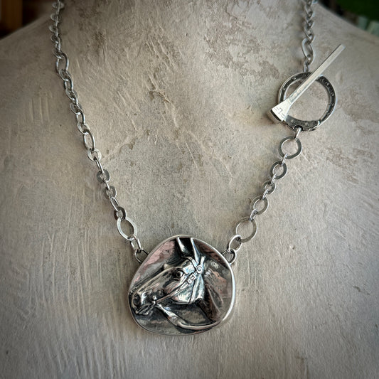 Sterling Silver Horse Head Toggle Necklace