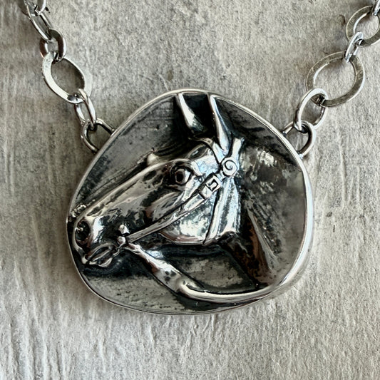 Sterling Silver Horse Head Toggle Necklace