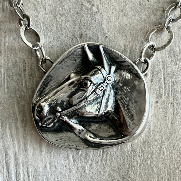 Sterling Silver Horse Head Toggle Necklace