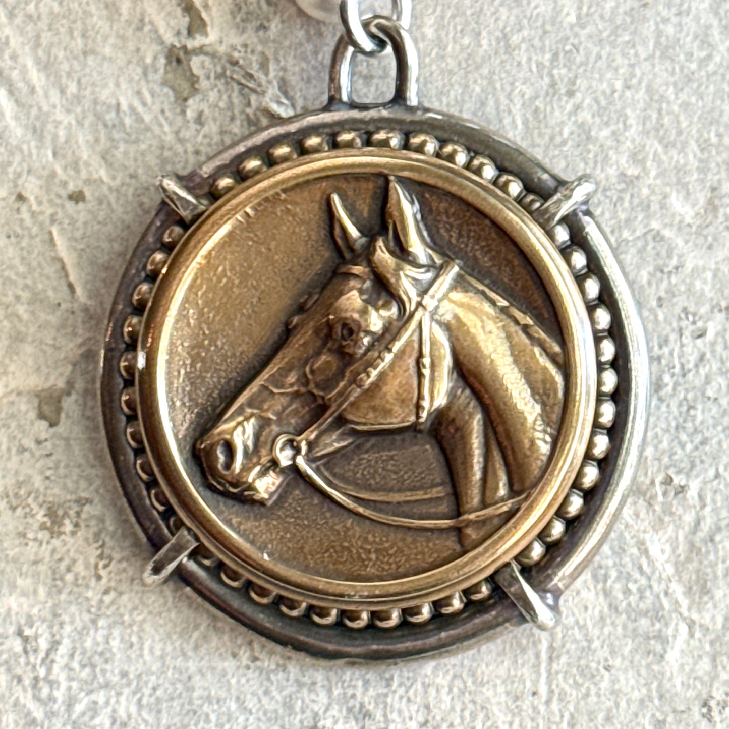 Vintage Horse Head Button Necklace