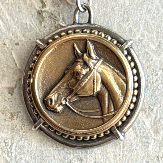 Vintage Horse Head Button Necklace