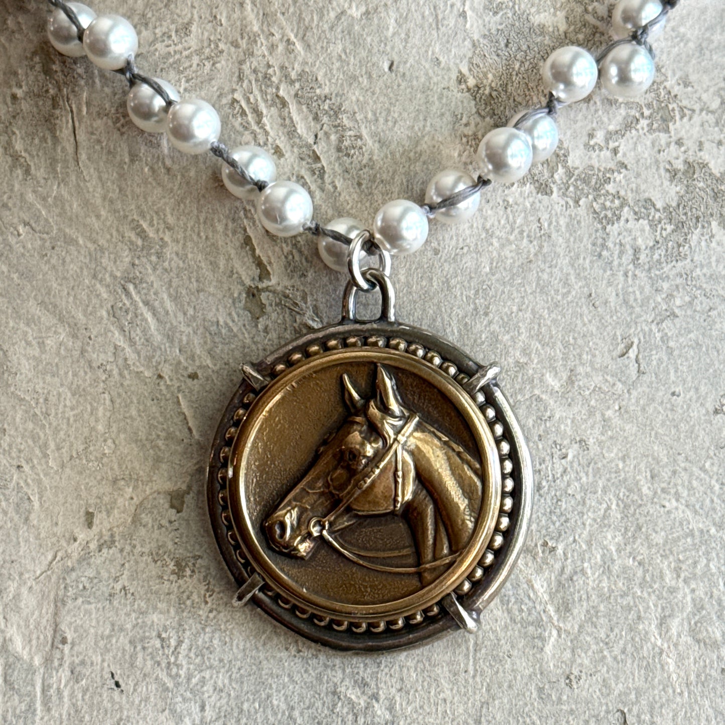 Vintage Horse Head Button Necklace