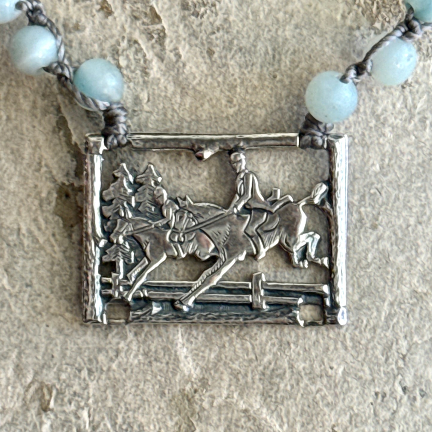 Etched Sterling Horses over Fences Necklaces