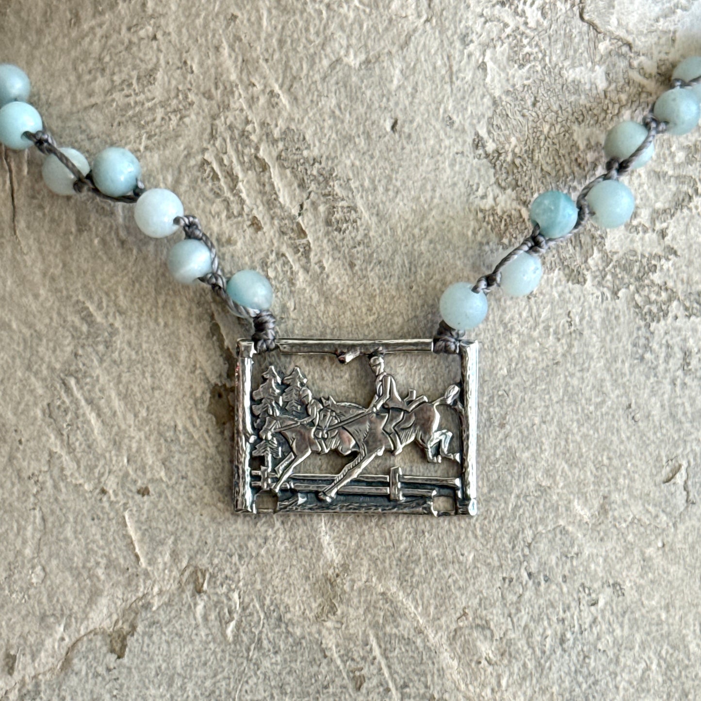 Etched Sterling Horses over Fences Necklaces