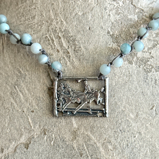 Etched Sterling Horses over Fences Necklaces