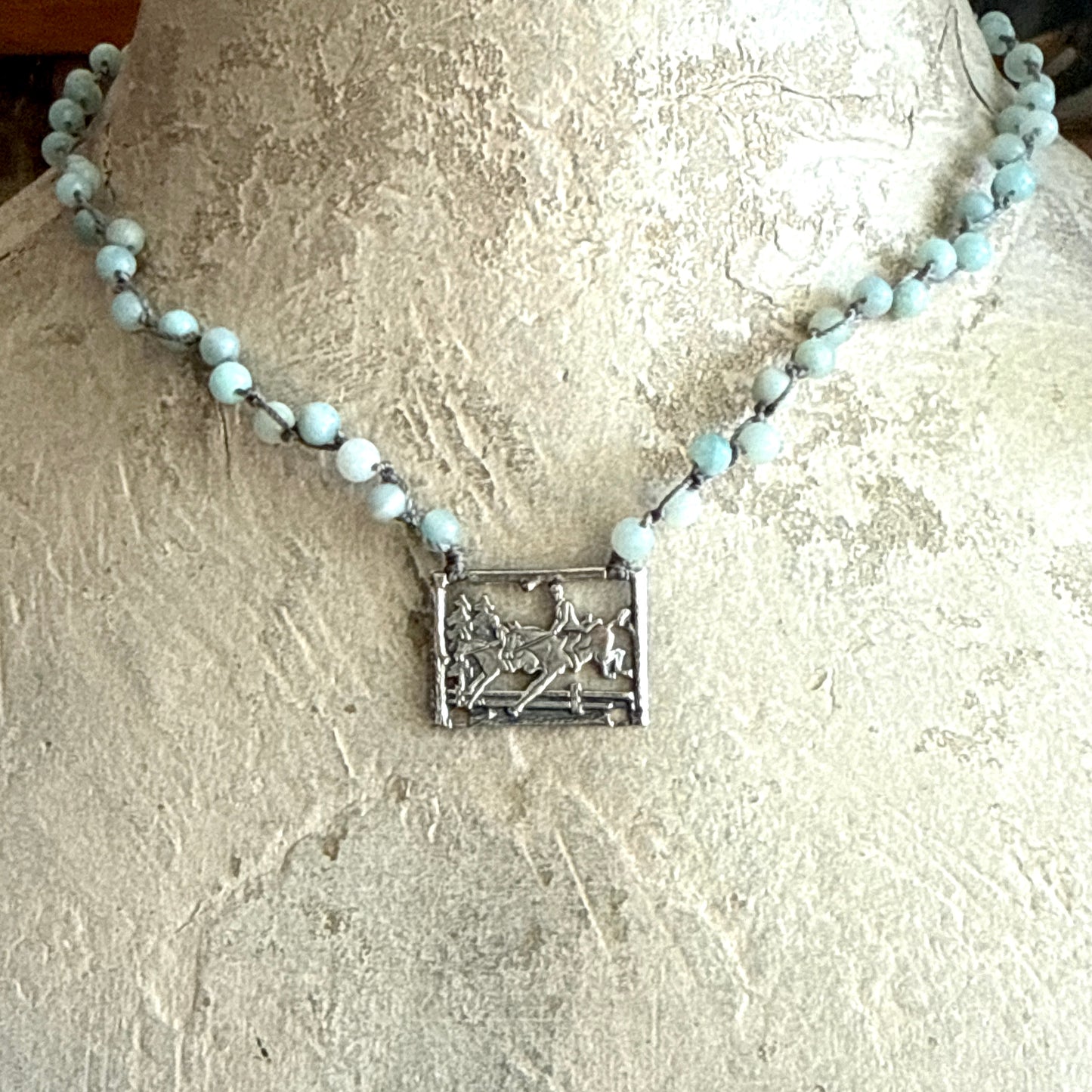 Etched Sterling Horses over Fences Necklaces
