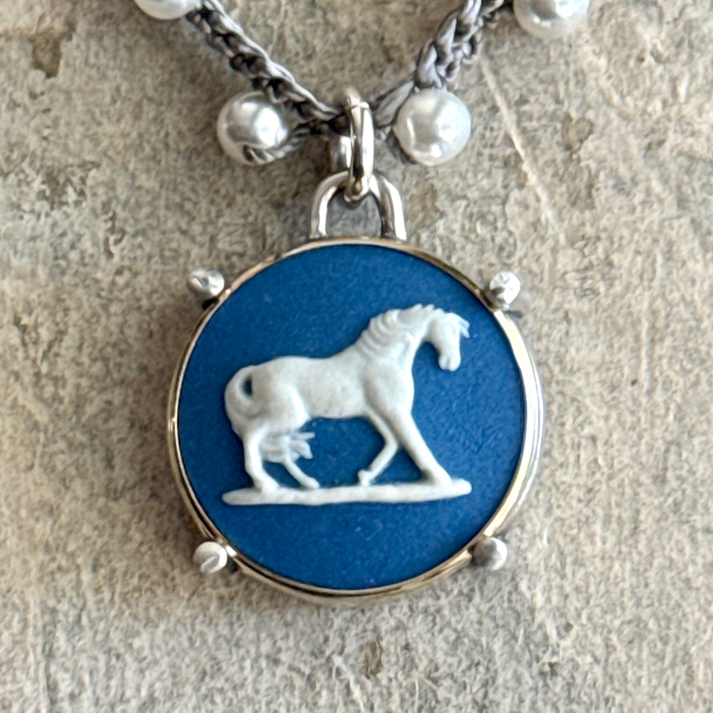 Jasperware Jumper on Pearls Necklace