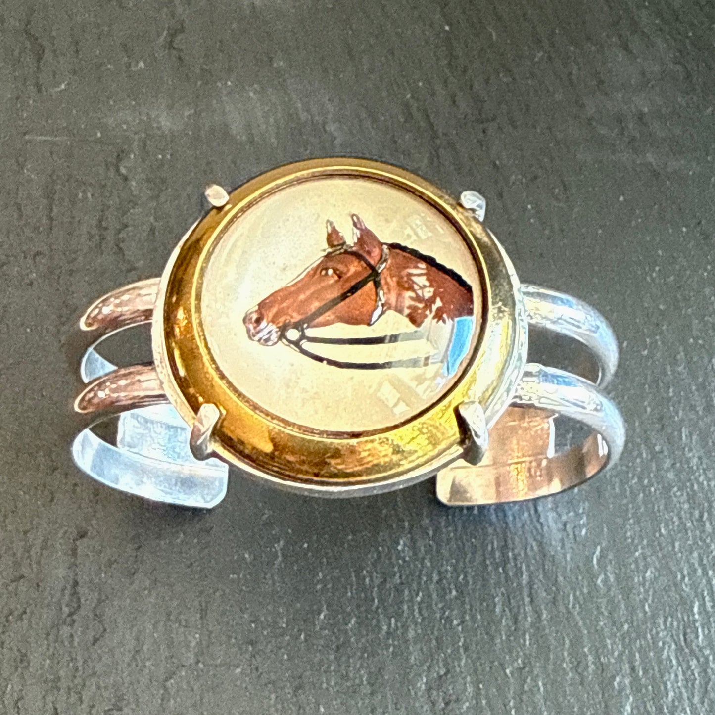 Intaglio Horse Head Cuff Bracelet