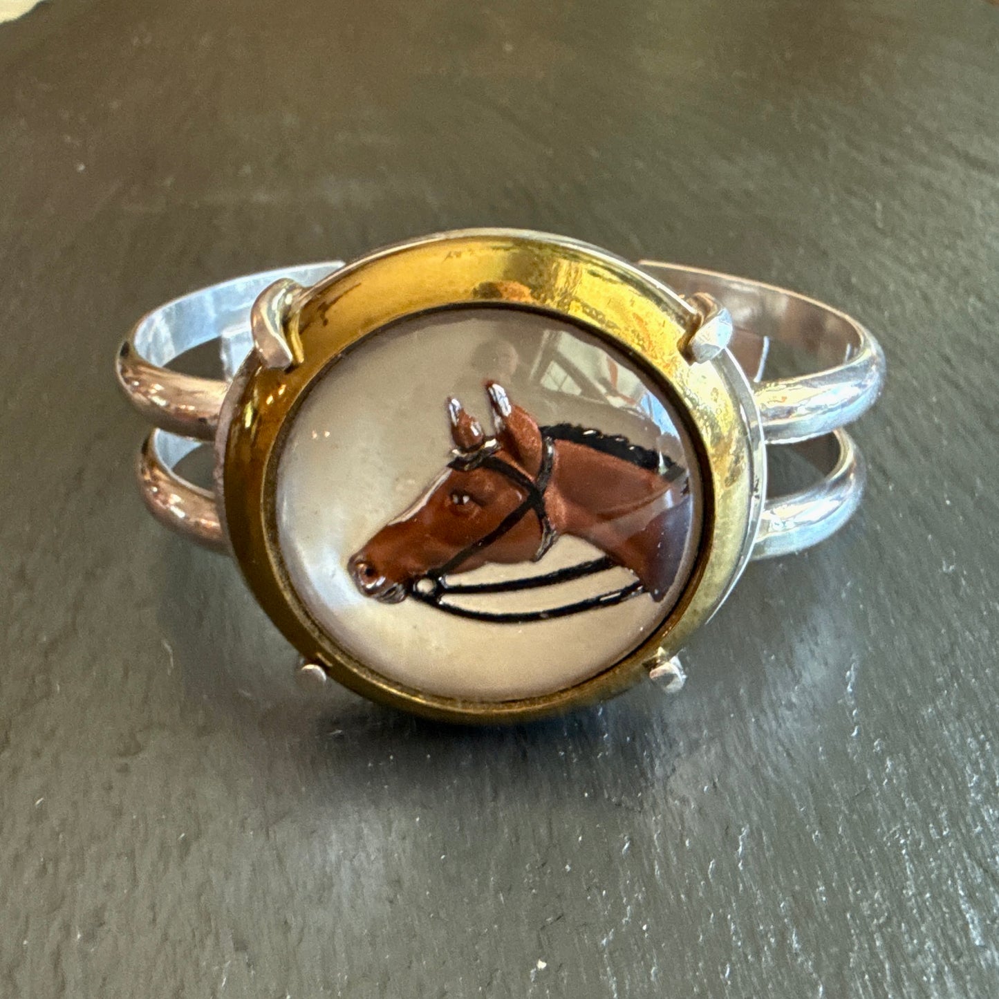 Intaglio Horse Head Cuff Bracelet