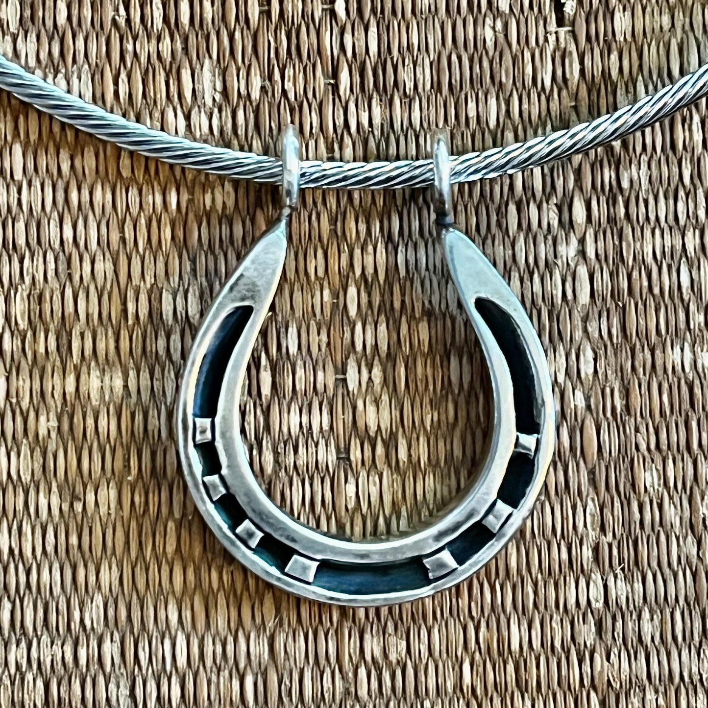 Sterling Horseshoe on Stainless Cable Necklace