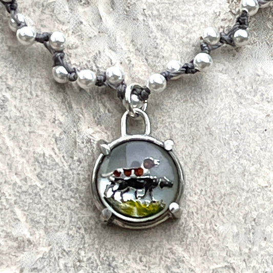 Little Lovely Bird Dog Button Necklace