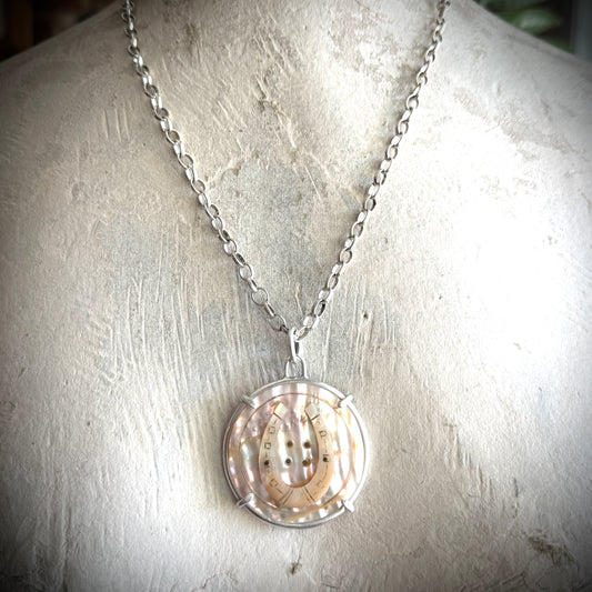 Large Mother of Pearl Horseshoe Necklace