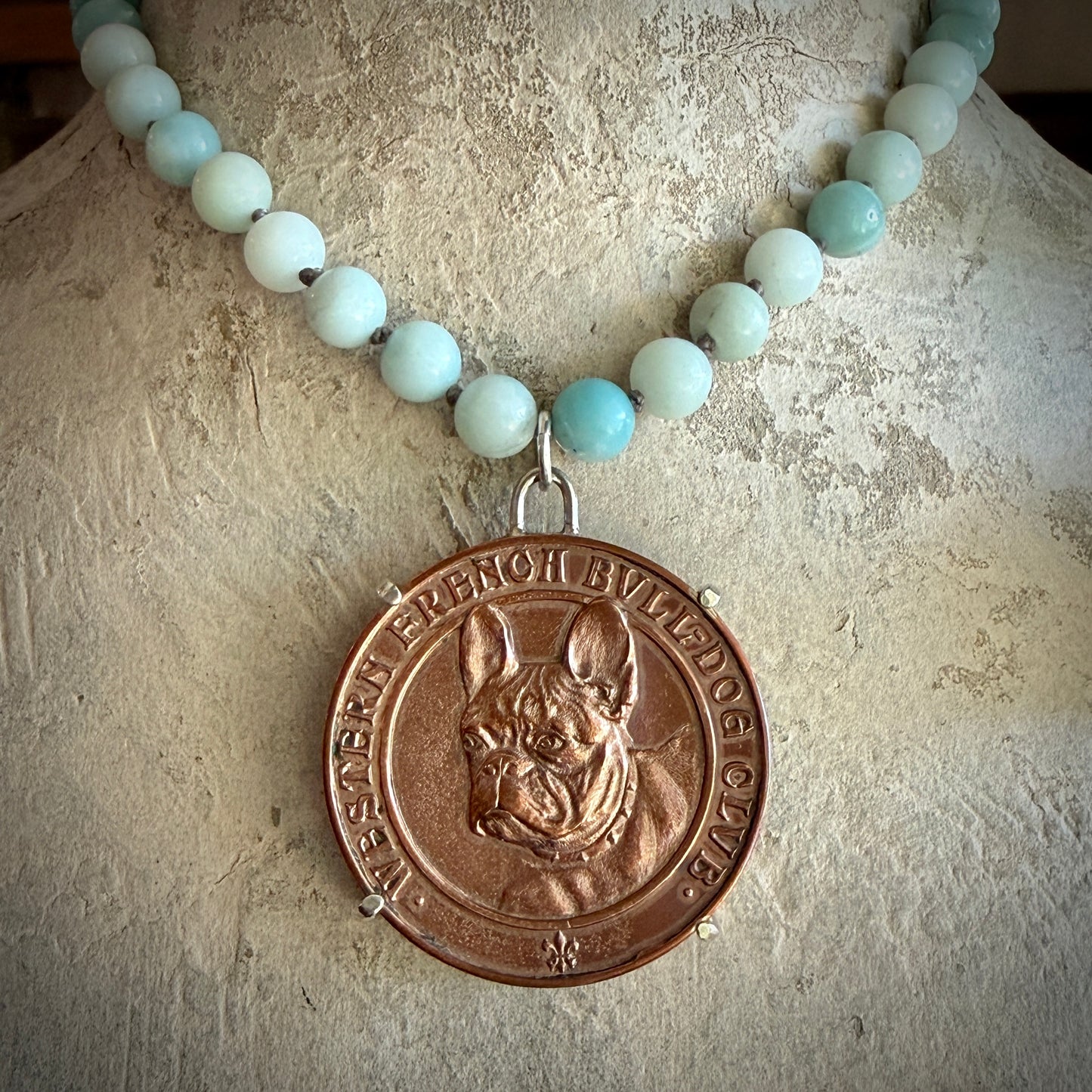French Bulldog Medals on Freshwater Pearls