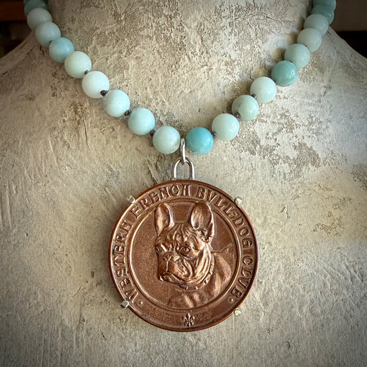 French Bulldog Medals on Freshwater Pearls