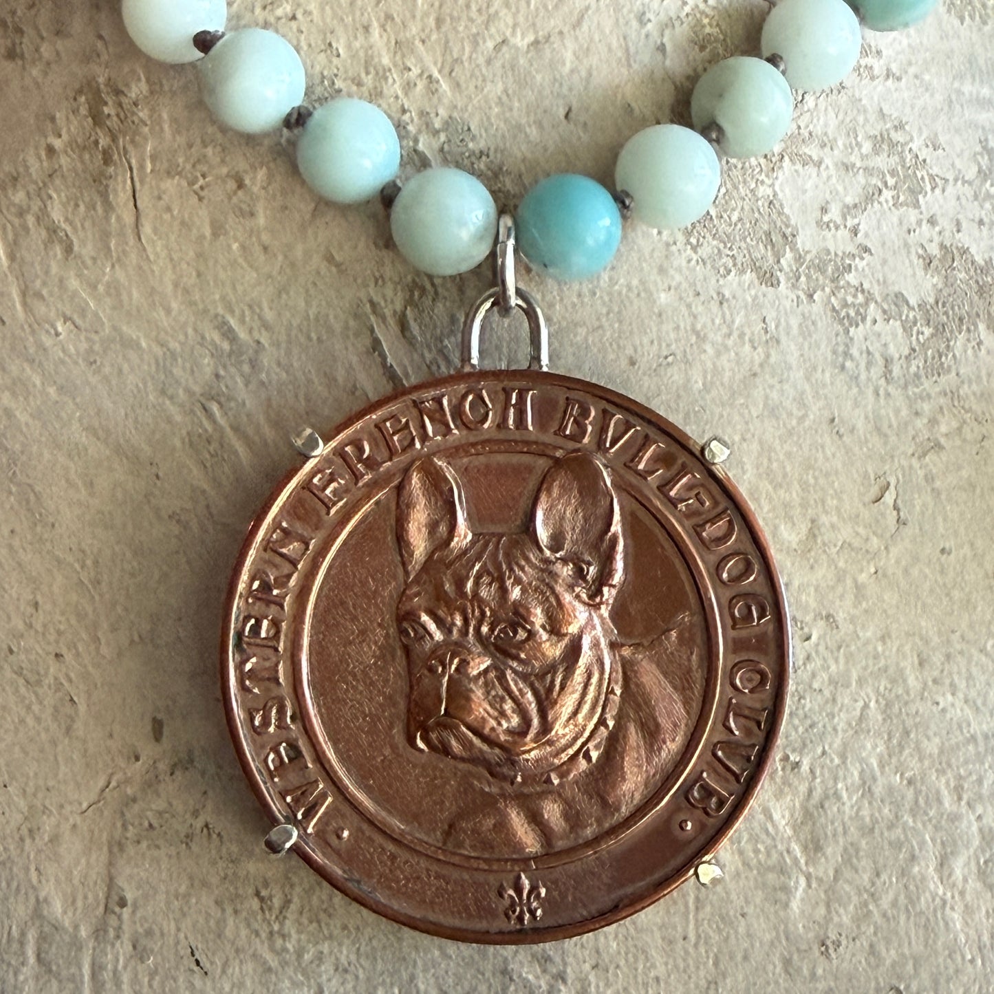 French Bulldog Medals on Freshwater Pearls