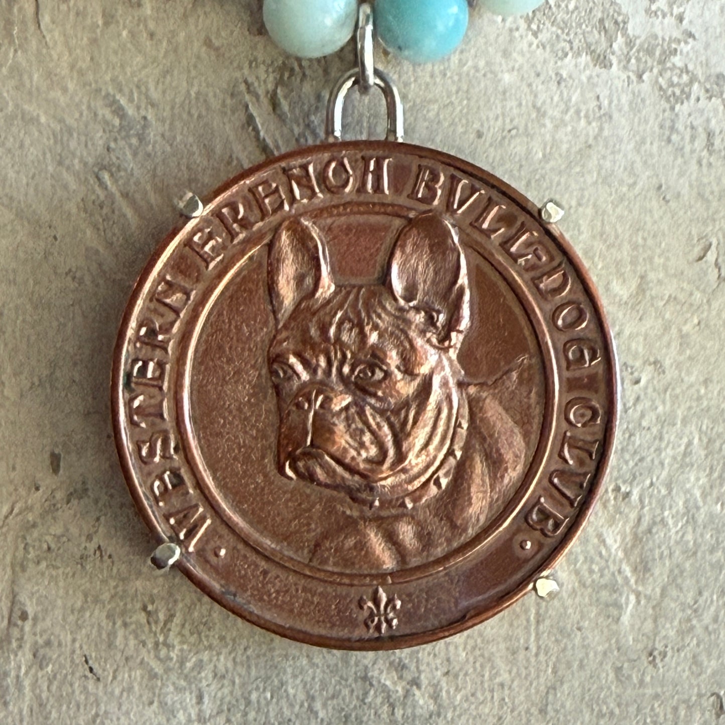 French Bulldog Medals on Freshwater Pearls