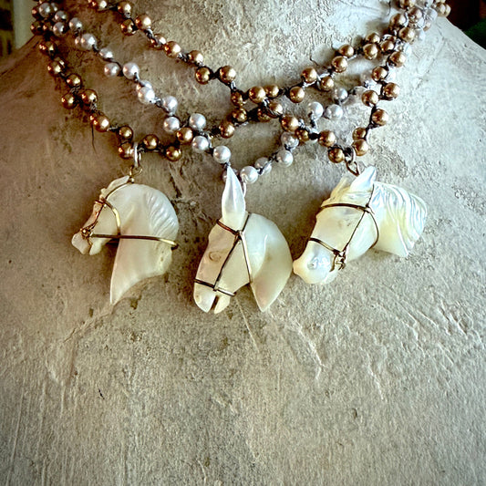 Mother of Pearl Horse Head Necklaces