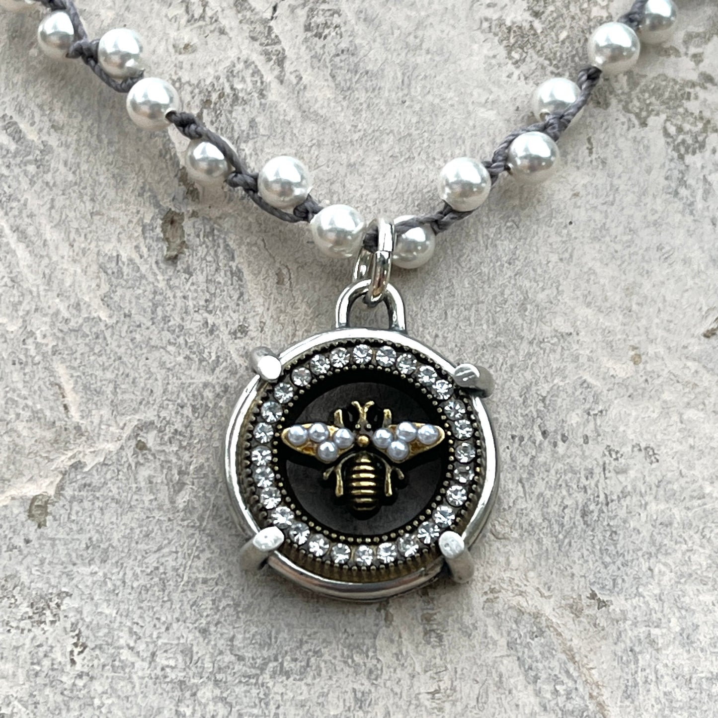 Blingy Bee Button Necklace