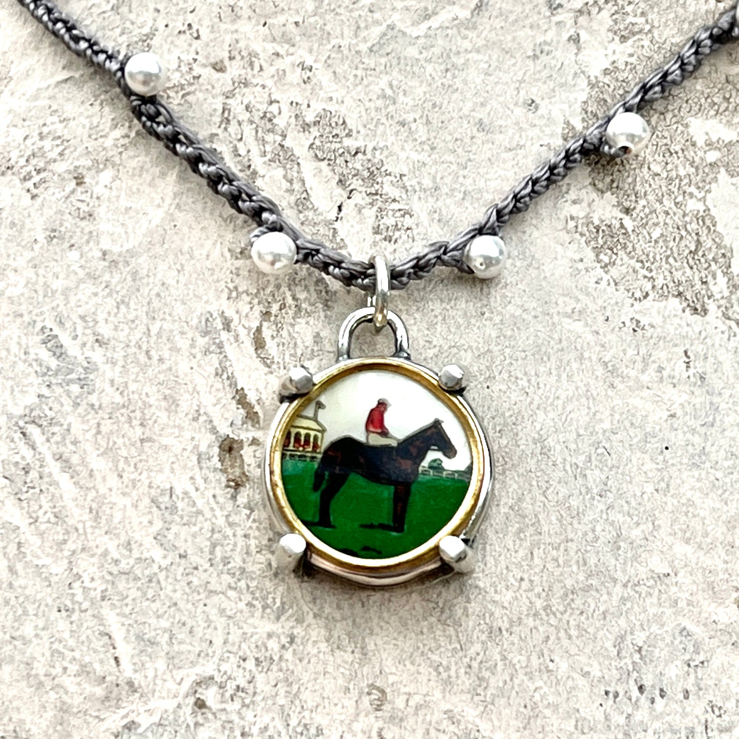 Little Lovely Race Horse Button Necklace
