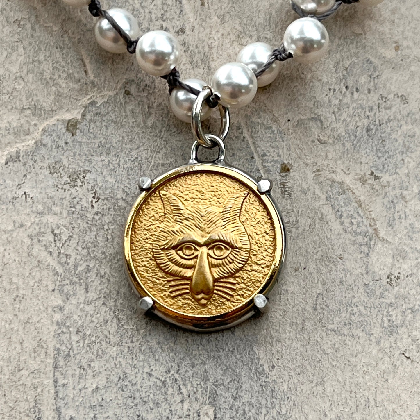 Gilded Fox Mask Button Necklace