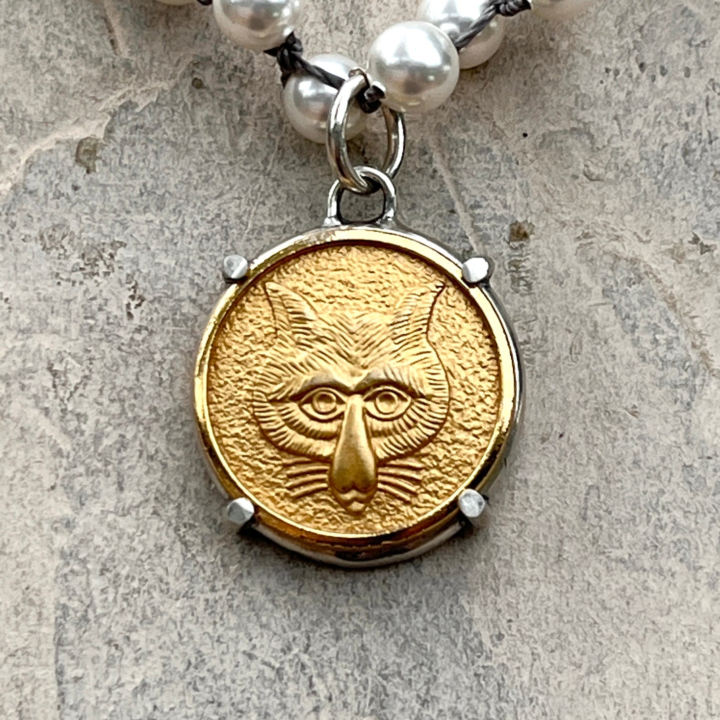 Gilded Fox Mask Button Necklace