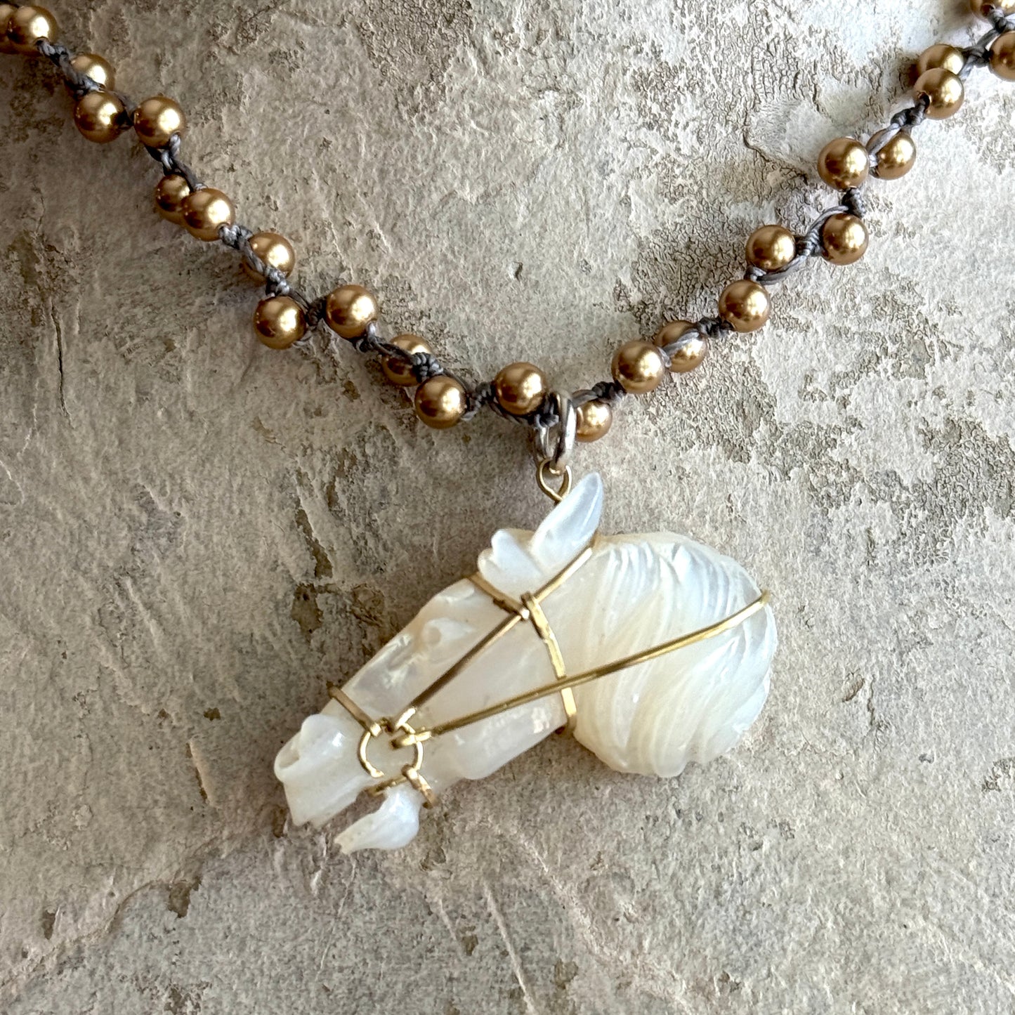 Mother of Pearl Horse Head Necklaces