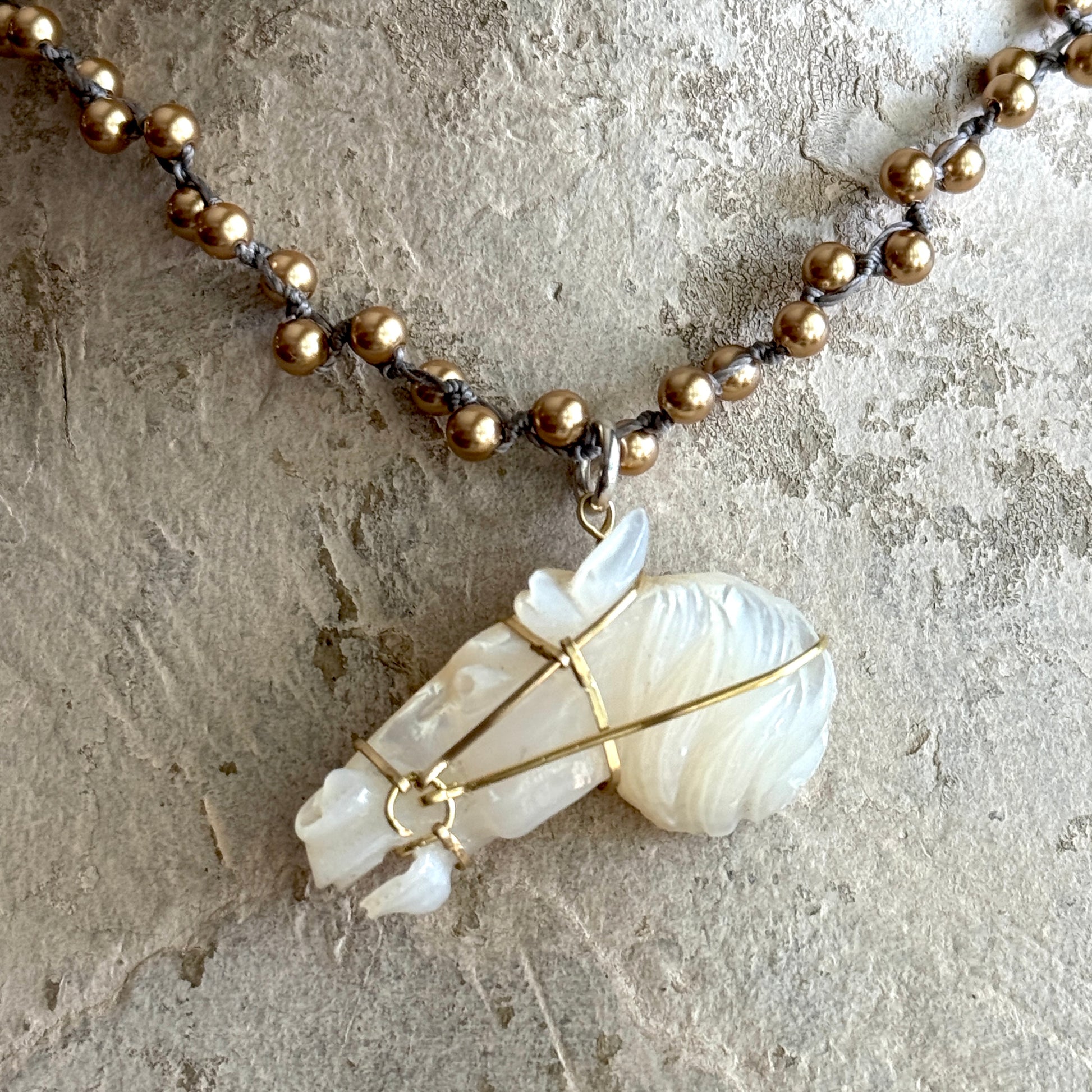 Mother of Pearl Horse Head Necklaces