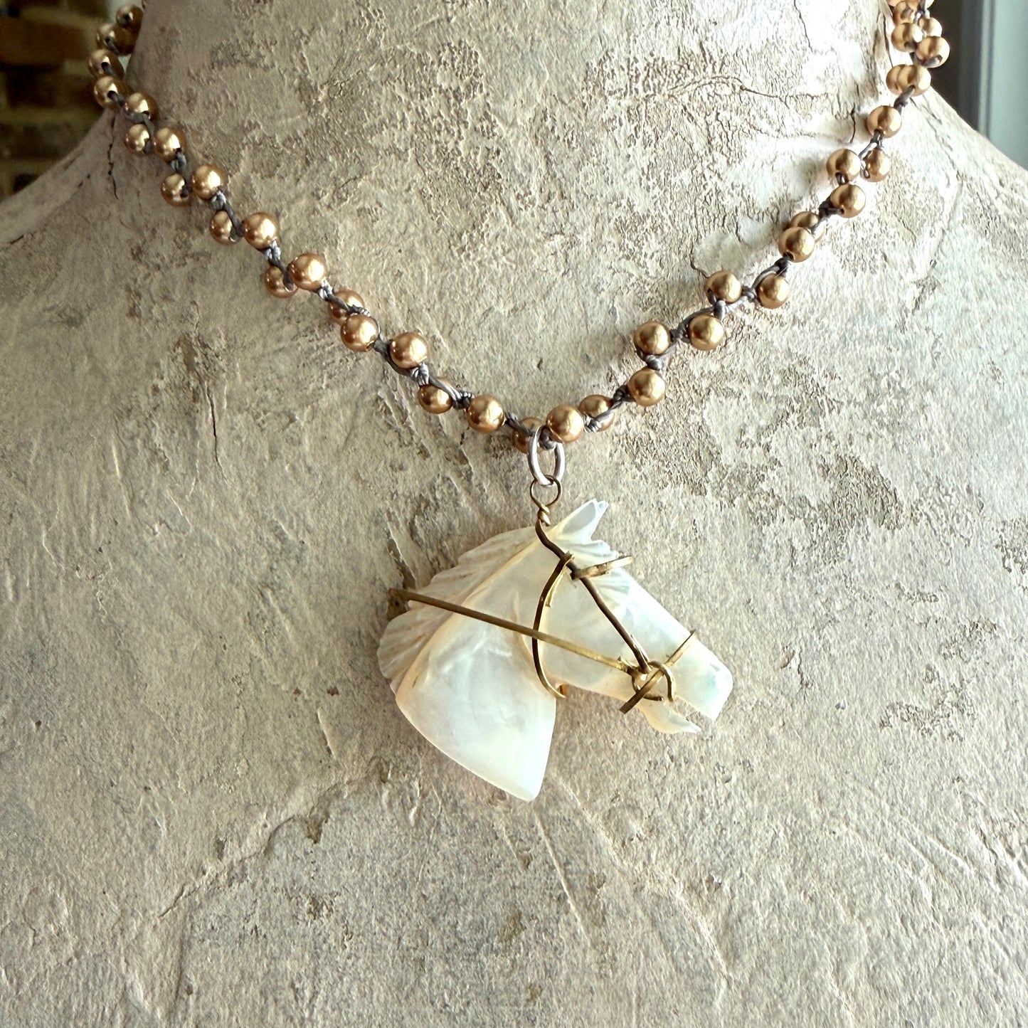 Mother of Pearl Horse Head Necklace