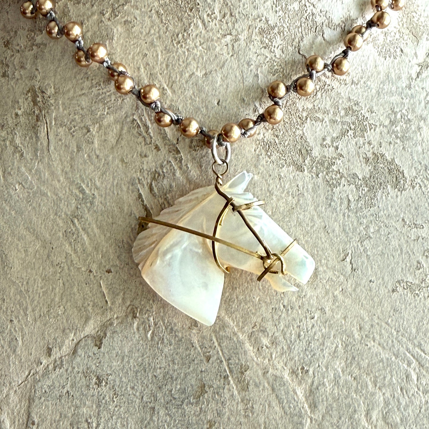 Mother of Pearl Horse Head Necklace