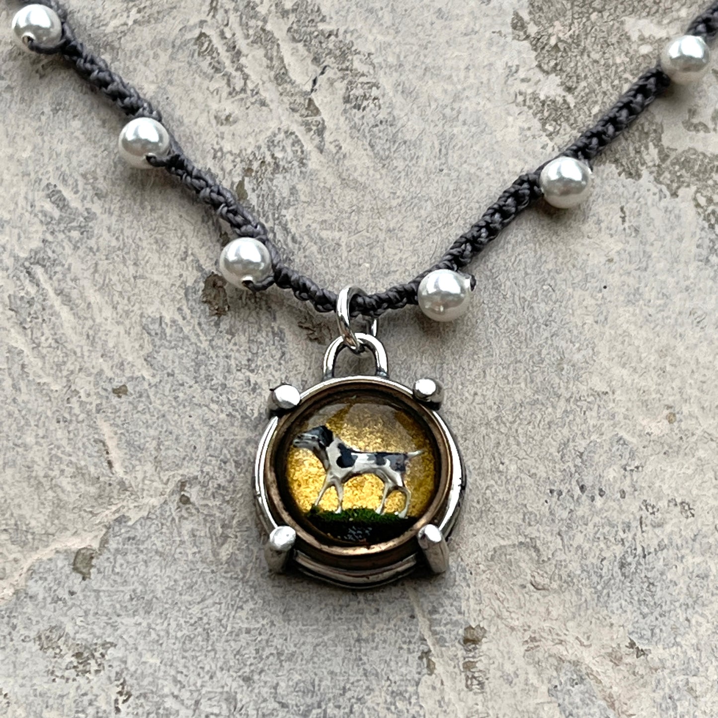 Little Lovely Hunting Dog Button Necklace